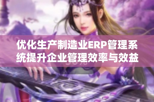 优化生产制造业ERP管理系统提升企业管理效率与效益