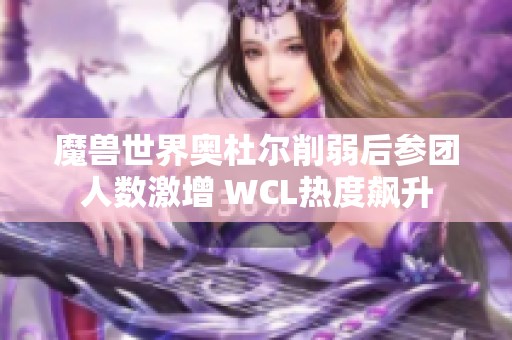 魔兽世界奥杜尔削弱后参团人数激增 WCL热度飙升