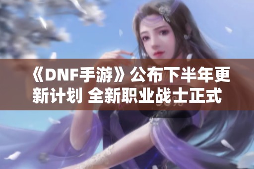 《DNF手游》公布下半年更新计划 全新职业战士正式亮相