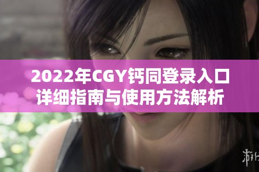 2022年CGY钙同登录入口详细指南与使用方法解析