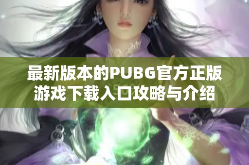 最新版本的PUBG官方正版游戏下载入口攻略与介绍