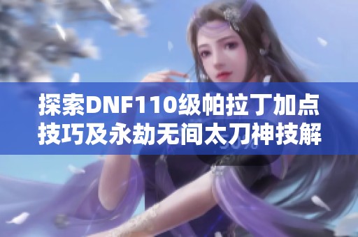 探索DNF110级帕拉丁加点技巧及永劫无间太刀神技解析