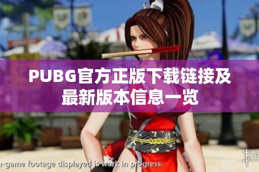 PUBG官方正版下载链接及最新版本信息一览