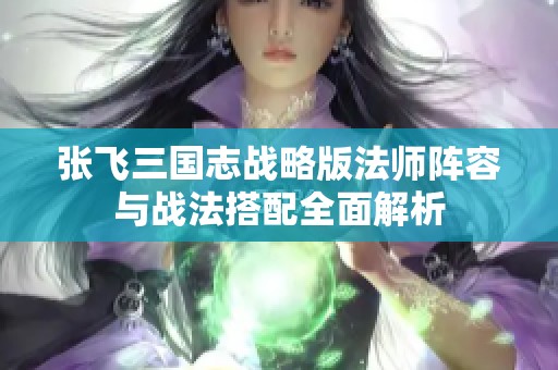 张飞三国志战略版法师阵容与战法搭配全面解析