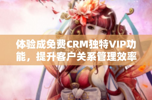 体验成免费CRM独特VIP功能，提升客户关系管理效率