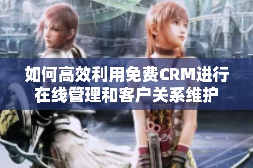 如何高效利用免费CRM进行在线管理和客户关系维护