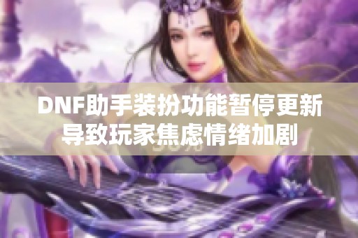 DNF助手装扮功能暂停更新导致玩家焦虑情绪加剧