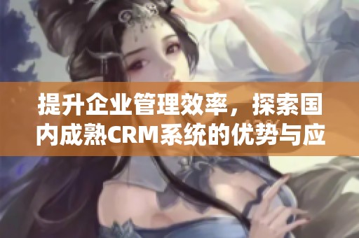 提升企业管理效率，探索国内成熟CRM系统的优势与应用