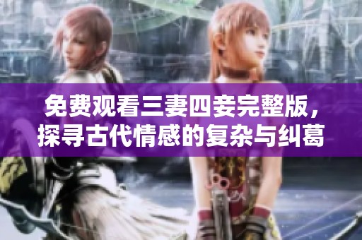 免费观看三妻四妾完整版，探寻古代情感的复杂与纠葛