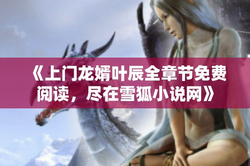 《上门龙婿叶辰全章节免费阅读，尽在雪狐小说网》